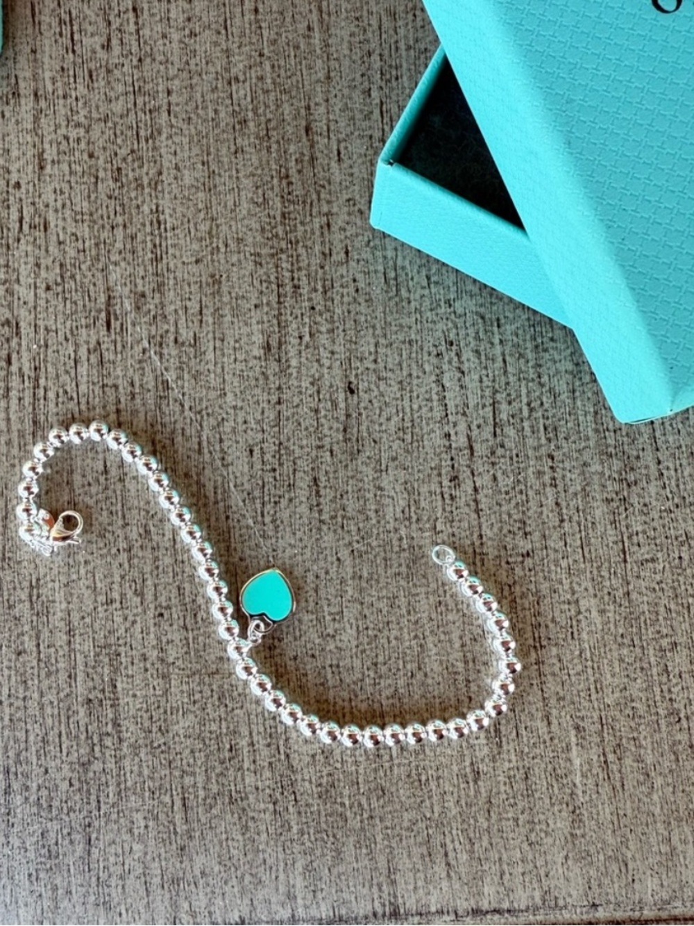 Tiffany & Co. Silver Bracelet with Turquoise Heart Charm Return to Tiffany